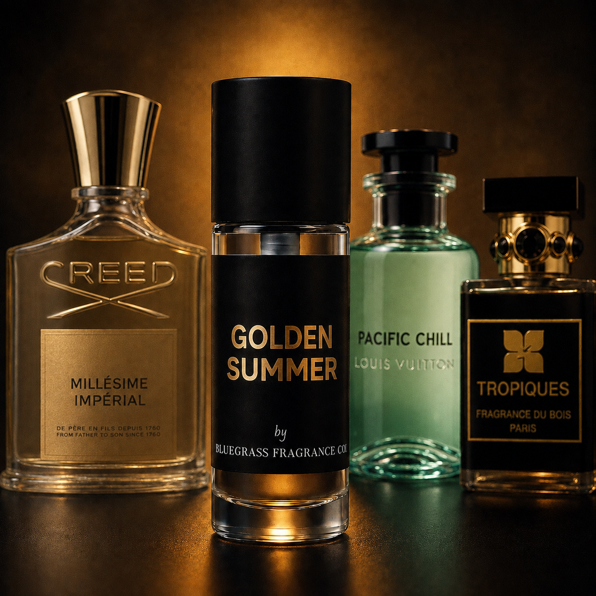 Golden Summer (Millesime Imperial, Pacific Chill, Tropiques) Blend Fragrance Samples | Authentic Decants