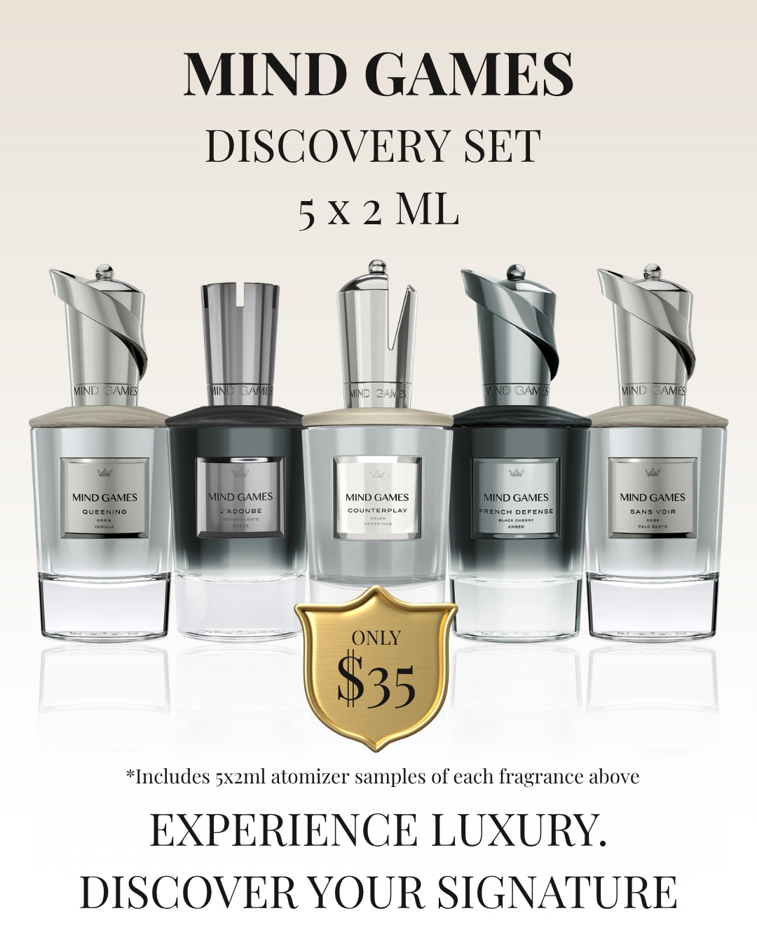 Mind Games Discovery Set – 5 x 2 mL (Elegant & Refined)