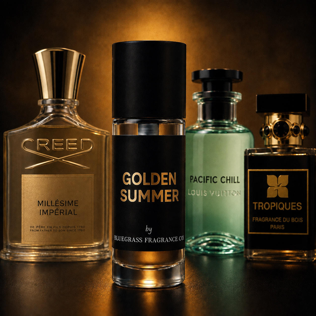 Golden Summer (Millesime Imperial, Pacific Chill, Tropiques) Blend Fragrance Samples | Authentic Decants (3ml, 5ml, 10ml & 30ml)