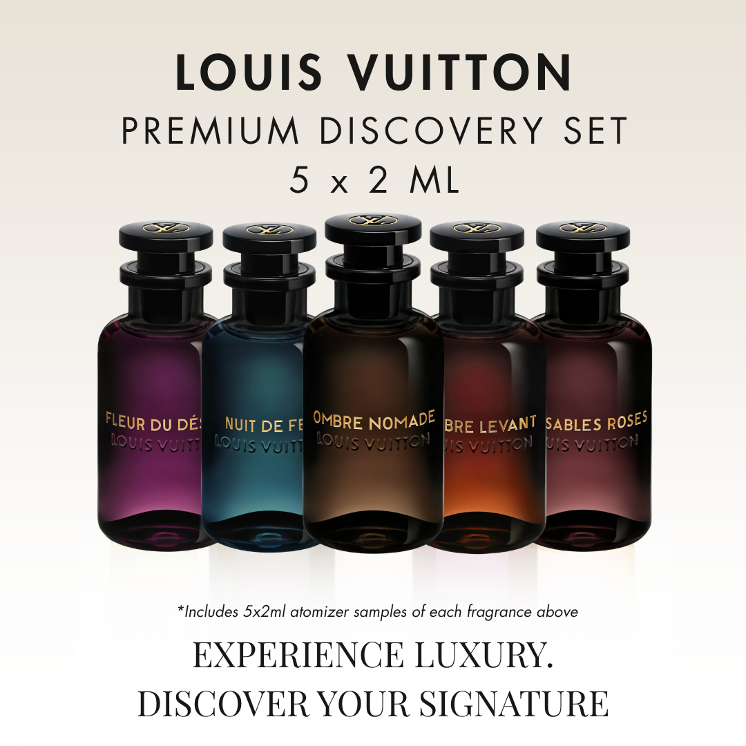 Louis Vuitton Premium Discovery Set Fragrance Samples | Authentic Decants (Ombre Nomade, Nuit De Feu, Ambre Levant, Fleur Du Desert & Les Sables Roses)
